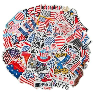 Imagem de EMORBALS 32 peças de adesivos de ferro em 4 de julho, remendos de ferro patriótico americano, patch dos EUA para roupas, chapéus, jaqueta, jeans