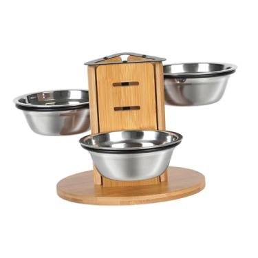 Imagem de Bothyi Tigelas elevadas para gatos, dispensador de comida, bebedouro, estação de alimentação, aço inoxidável com suporte, tigelas de água e comida
