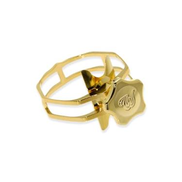 Imagem de Theo Wanne Ligadura de saxofone iluminada com acabamento dourado premium para bocais de soprano, alto, tenor e barítono - Design inovador para tocadores de saxofone e clarinete - Tamanho EAX Pacote