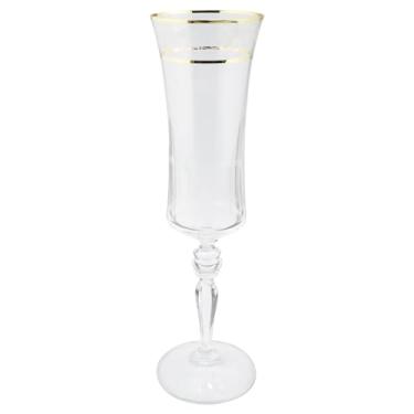 Imagem de Jogo de 6 taças para champanhe decorada em cristal ecológico gold rim 190ml A25cm - Full Fit