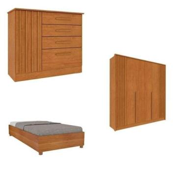 Imagem de Quarto Solteiro Guarda-roupa Ripado Nova York, Cama Solteiro Mônaco, C