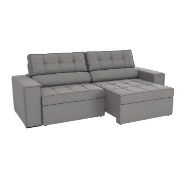 Imagem de Sofá 4 Lugares Retrátil e Reclinável Lanus Veludo Titânio 250 cm - Kap