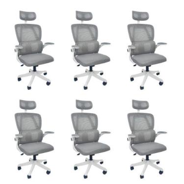 Imagem de Kit 6 Cadeiras de Escritório Presidente Executiva Oficial Legacy Cinza