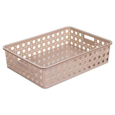 Imagem de Cesta Retangular Palha Indiana 23x32cm Plástico Premium