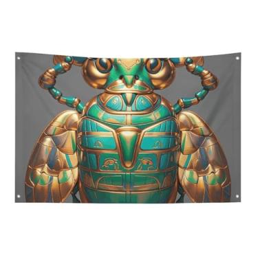 Imagem de Bandeira de Escaravelho Egípcio com Quatro Furos Decoração de Parede Bandeira de Parede para Dormitório Bar Bandeiras de Festa ao Ar Livre 60 x 90 cm
