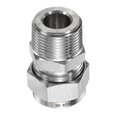 Imagem de HARFINGTON Encaixe de compressão tubo de 3/10.2 cm OD x 3/10.2 cm NPT rosca macho aço inoxidável adaptador de acoplador reto tubo de compressão conector de encaixe de tubo para óleo gás água