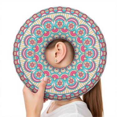 Imagem de wxmbdzq Travesseiro de piercing de orelha para dormir de lado, almofada de donut com orifício de orelha, capa lavável, alívio de dor de ouvido, pressão de ouvido, protetor de ouvido para cuidados