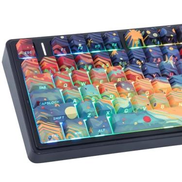 Imagem de Tsungup Teclas personalizadas, 131 teclas PBT céu estrelado laterais impressas, Cherry Profile conjunto de teclas de teclado para teclado mecânico Cherry MX Switches (preto)