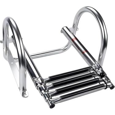 Imagem de Escada Telescópica Para Barco Com Corrimão 46, Escada De Remo Para Barco Com 4 Degraus, Escada De Pontão De Aço Inoxidável 316, Convés Extensível Para Porta Traseira