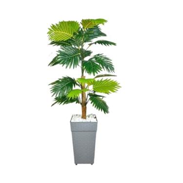 Imagem de Planta Artificial Arvore De Palmeira +Vaso Grande Decoração Casa Enfeite(Vaso Cinza)