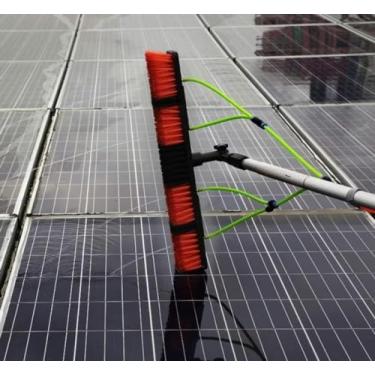 Imagem de Limpeza De Janelas Pólo Alimentado Por Água Escova Telescópica Extensível Limpador Telhado De Conservatório Adequado Para Limpeza De Painel Fotovoltaico Caminhões Janelas, 30cm Brush Head, 10m Rod