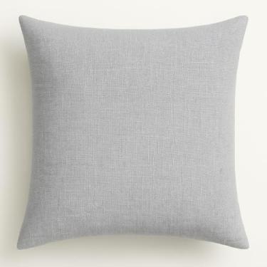 Imagem de Capa de Almofada Linho Luxo Sofa Decorativa Ziper Invisivel 45x45 Cinza Claro