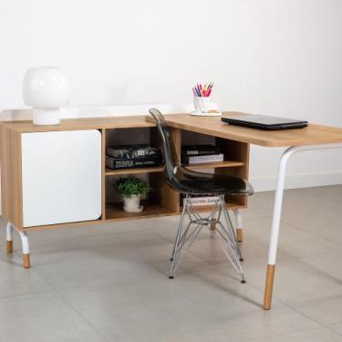 Imagem de Mesa Escrivaninha 136cm Balcão 1 Gaveta 1 Porta 136cm Home Office Work