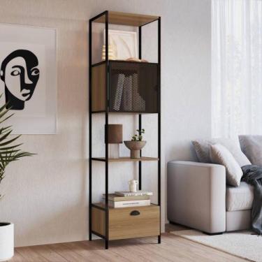 Imagem de Estante Multiuso Metalic Estilo Industrial 46,5cm 01 Porta Móvel na Ca