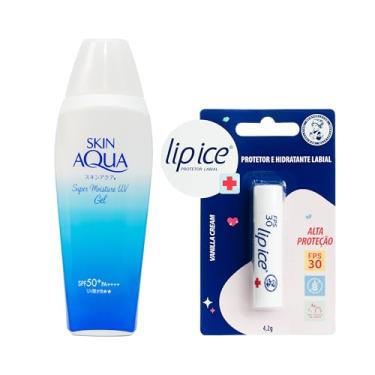 Imagem de Skin Aqua Kit Protetor Solar Facial Super Moisture Gel FPS50 165g + Protetor Labial Lip Ice Alta proteção FPS30