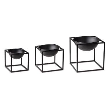 Imagem de Kit 03 Cachepot Com Suporte Metalico Preto M02 - D'Rossi - DRossi