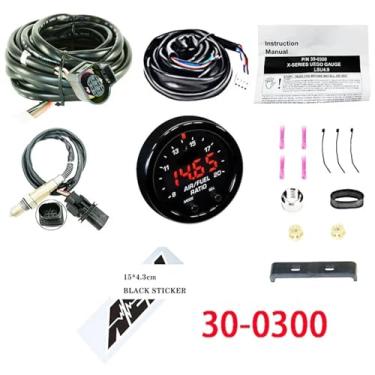 Imagem de Kit medidor de relação ar-combustível O2 de banda larga da série X 30-0300 30-4110 LSU 4.9 Sensor de oxigênio 0258017025 +15 * 4,3 cm compatível com decalque AEM(30-0300 BK Decal)