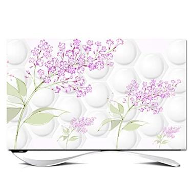 Imagem de Capas de TV Capa protetora de TV para tela simples para exibição de TV 32-80 polegadas impressão de flores internas arte de casa decoração de televisão capa de tela curva universal - flores-3||55