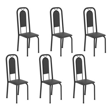 Imagem de Cadeiras para Sala de Jantar 6 Unidades Lara Preto Liso