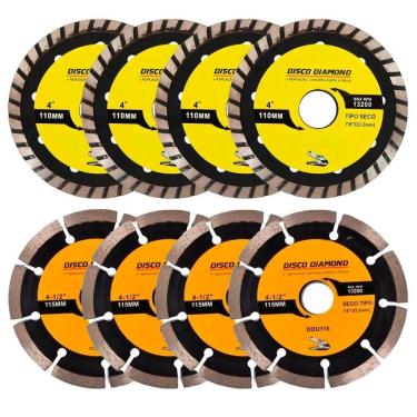 Imagem de Kit 8 Disco Serra Circular 115mm-100mm Concreto Mármore