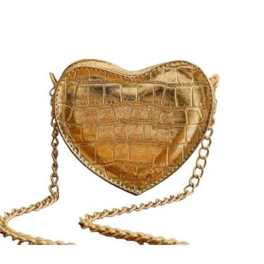 Imagem de Bolsa Feminina Transversal Pequena Mini Bag Festa Love Glitter(Croco dourada)