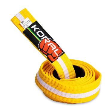 Imagem de Faixa Jiu-Jitsu Amarela com Listra Branca Infantil Koral-Unissex