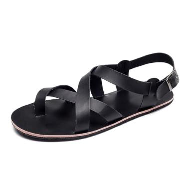 Imagem de Chinelos Corretores De Dedos Confortáveis, Sandálias Ortopédicas Respiráveis ​​para Homem ​​com Tiras Cruzadas E Fivela De Metal Ajustável, Chinelos Praia Antiderrapantes, Para Alívio(Black,45 EU)