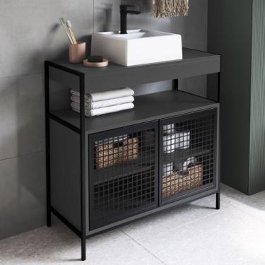 Imagem de Gabinete de Banheiro 80cm Industrial com Cuba Liny Grafite Z54 - Mpoze