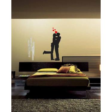 Imagem de Adesivo Decorativo de Parede Romântico Casal de namorado beijando e Co