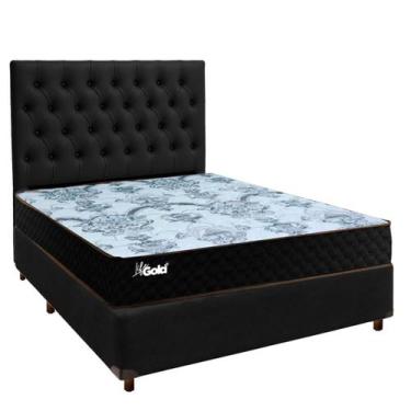 Imagem de Conjunto Cama Box Preto Casal + Colchão Molas Ensacadas Life Gold Paro