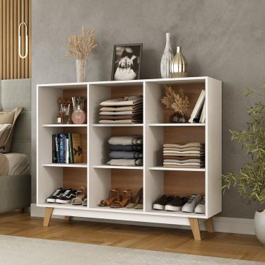 Imagem de Estante para Quarto Livreiro Velora Espresso Móveis Branco/Nogal