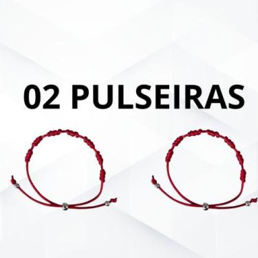 Imagem de Kit com 2, 4 ou 6 Pulseiras Vermelhas 7 Nós Premium  Proteção Contra I