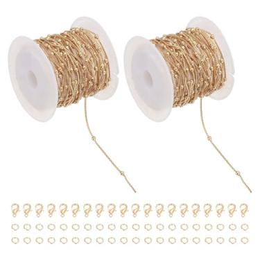 Imagem de PATIKIL Correntes para fabricação de joias, 2 rolos de elos de corrente de aço inoxidável de 16,4 metros para mulheres, colar faça você mesmo, pulseira artesanal, kit de brincos, presentes com anéis