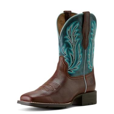 Imagem de ARIAT Bota feminina Round Up Filly Western, Teca oleada/azul leal, 9.5 Wide