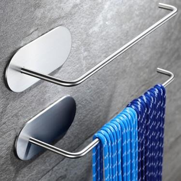 Imagem de SUNTECH Suporte de toalha de mão 2 pacotes, suporte autoadesivo para toalha de parede, suporte de toalha de mão de banho para banheiro e cozinha, sem perfuração