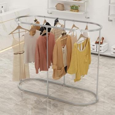 Imagem de Cabideiro De Roupas De Chão - Cabideiro Redondo, Cabideiro De Ferro Oval Comercial, Para Vestuário De Pendurar Quartos, Exibição De Boutiques, Silver