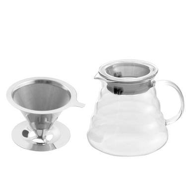 Imagem de Kit Jarra Vidro E Filtro Para Café Compativel Com V60
