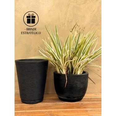 Imagem de Kit 2 Vasos Escovado Polietileno Jardim Sala Moderno Planta
