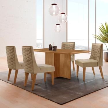 Imagem de Mesa de Jantar Olímpia 120cm MDF Canto copo e com 4 Cadeiras Safira