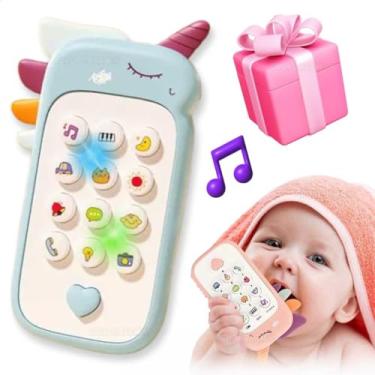 Imagem de Telefone Celular de Brinquedo Infantil Interativo Educativo Lúdico Com Luz Piscante Sons Divertidos Bebês 12 Meses 1 Ano Presente Natal Aniversário Dia das Crianças (Unicórnio Cinza)