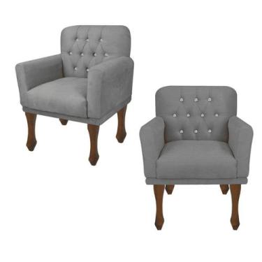 Imagem de Kit 02 Poltrona Decorativa Com Pés Retrô Safira - In-9 Decor, Suede Ci
