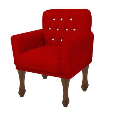 Imagem de Poltrona Decorativa Com Pés Retro Safira - In-9 Decor, Suede Vermelho