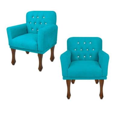 Imagem de Kit 02 Poltrona Decorativa Com Pés Retrô Safira - In-9 Decor