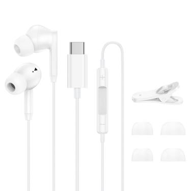 Imagem de Amtobo Fones de ouvido intra-auriculares com fio USB C para iPhone 16e/16/16 Pro Max/16 Pro/16 Plus/15/15 Pro Max/15 Pro/15, tipo C, fones de ouvido com fio com microfone e controle remoto com