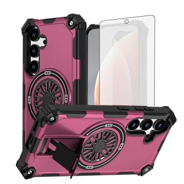 Imagem de Asuwish Capa de celular para Samsung Galaxy S24 FE 5G com protetor de tela de vidro temperado e suporte magnético à prova de choque acessórios de celular fino S 24 EF AI S24FE 24S feminino masculino