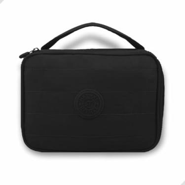 Imagem de Estojo Escolar Box Grande com 2 Compartimentos 3 Abas para Canetas e lápis Em Poliéster 15x23cm Várias cores (Preto)