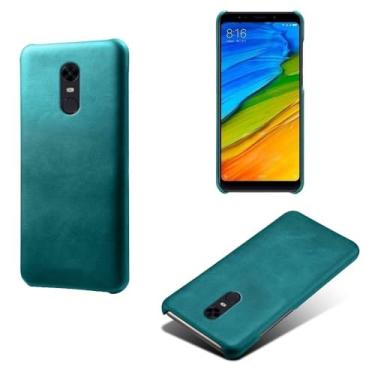 Imagem de Capa para Xiaomi Redmi 5 Plus,Proteção contra quedas,Casca de volta de cor sólida simples,Design de couro de imitação de plástico-Green
