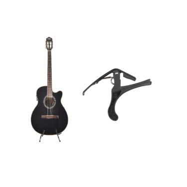 Imagem de Kit Violão Land Eletrico Nylon Preto Lw-N-40E  Capotraste 01