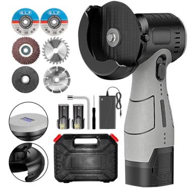 Imagem de ZFULVO Kit de esmerilhadeira angular sem escova, mini ferramenta elétrica de 19500 rpm com bateria de 2 x 16,8 V 2000 mAh e discos de 6 corte, cortador portátil para madeira de metal
