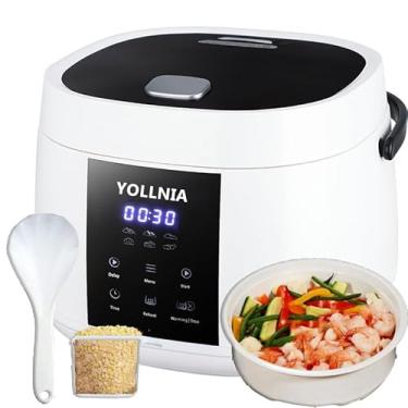 Imagem de Yollnia Panela de Arroz 3L 12 xícaras (Cozida), Mini Panela de Arroz Digital, Multicooker 6 em 1 para Grãos, Opções Predefinidas e de Reaquecimento, Temporizador de Retardo de 12 Horas, Auto Mantém